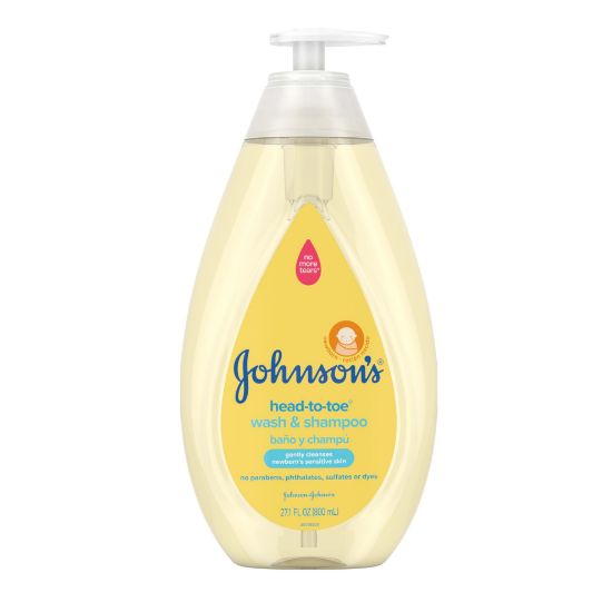 Picture of Johnson's Head-to-Toe Gentle Tear-Free Baby & Newborn Wash & Shampoo, Sulfate-, Paraben- Phthalate- & Dye-Free, Hypoallergenic Wash for Sensitive Skin & Hair, 27.1 fl. Oz