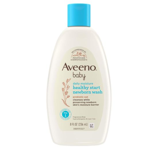 Picture of Aveeno Baby Healthy Start Nourishing Newborn Wash, Hypoallergenic Baby Body Wash with Prebiotic Oat Gently Cleanses Delicate Newborn Skin, Fragrance-Free, Tear-Free, Paraben-Free, 8 fl. oz