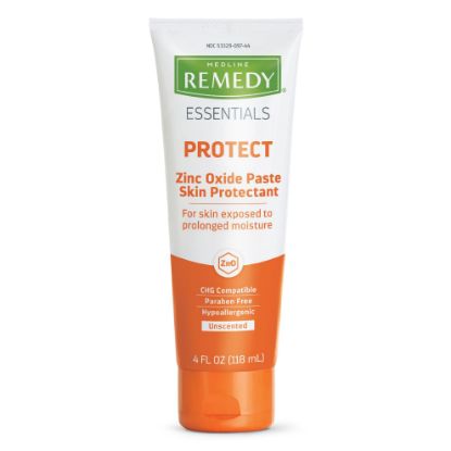 Picture of Medline Remedy Essentials Zinc Oxide Skin Protectant Paste (4 oz Tube), Unscented, Barrier, Incontinence Cream, Diaper Rash, Adults, Elderly, Hypoallergenic, Paraben Free