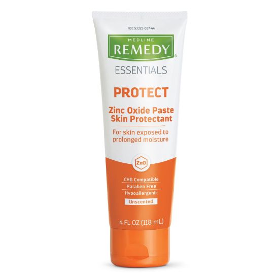 Picture of Medline Remedy Essentials Zinc Oxide Skin Protectant Paste (4 oz Tube), Unscented, Barrier, Incontinence Cream, Diaper Rash, Adults, Elderly, Hypoallergenic, Paraben Free