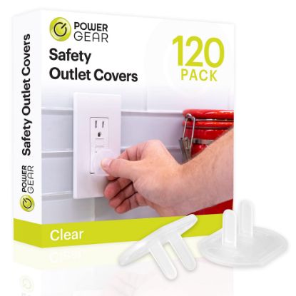 Picture of Power Gear Outlet Covers Baby Proofing Child Proof Plug Covers for Electrical Outlets Easy Install Outlet Plug Covers UL Listed Shock Prevention Clear 54614 120 Count