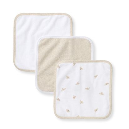 Picture of Burt's Bees Baby Infant Washcloths, 100% Organic Cotton, Soft and Super Absorbent Knit Terry & Woven Terry Wash Cloth - 3 Pack Set