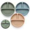 Picture of Eascrozn Toddler Plates 3 Pack, Divided Suction Plates for Baby, 100% Food Grade Silicone Baby Plates, Non-Slip, Baby Led Weaning Supplies, Microwave & Dishwasher Safe