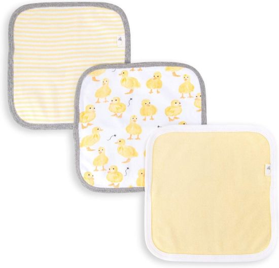 Picture of Burt's Bees Baby Infant Washcloths, 100% Organic Cotton, Soft and Super Absorbent Knit Terry Wash Cloth - 3 Pack Set