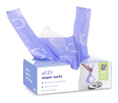 Picture of Ubbi Disposable Diaper Sacks, Lavender Scented, Easy-To-Tie Tabs, Diaper Disposal or Pet Waste Bags, 200 Count