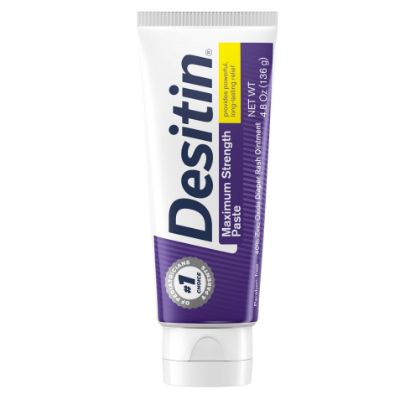 Picture of Desitin Maximum Strength Baby Diaper Rash Cream, 40% Zinc Oxide for Treatment, Relief & Prevention, Hypoallergenic, Phthalate- & Paraben-Free Paste, Protects Skin for 12 Hours, 4.8 oz