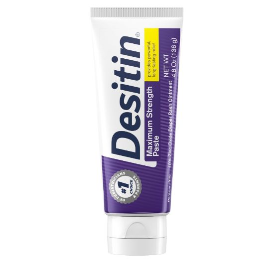 Picture of Desitin Maximum Strength Baby Diaper Rash Cream, 40% Zinc Oxide for Treatment, Relief & Prevention, Hypoallergenic, Phthalate- & Paraben-Free Paste, Protects Skin for 12 Hours, 4.8 oz
