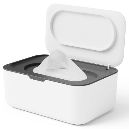 Picture of Wipes Dispenser, Wipe Holder for Baby & Adult, Seposeve Refillable Wipe Container, Keeps Wipes Clean. Non-Slip, Easy Pull Wipes Pouch Case, (Grey)