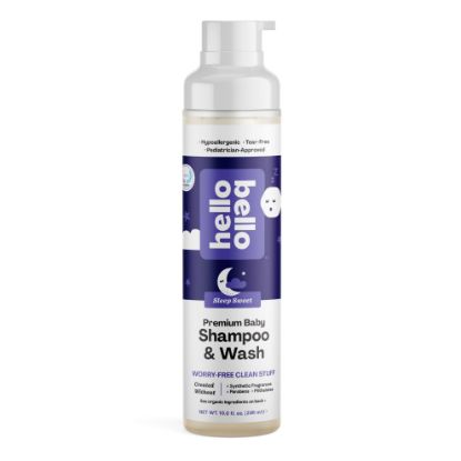 Picture of Hello Bello Nighttime Shampoo and Body Wash, Gentle Hypoallergenic Formula for Babies and Kids, Vegan and Cruelty-Free, Sweet Sleep Scented, 10 fl oz