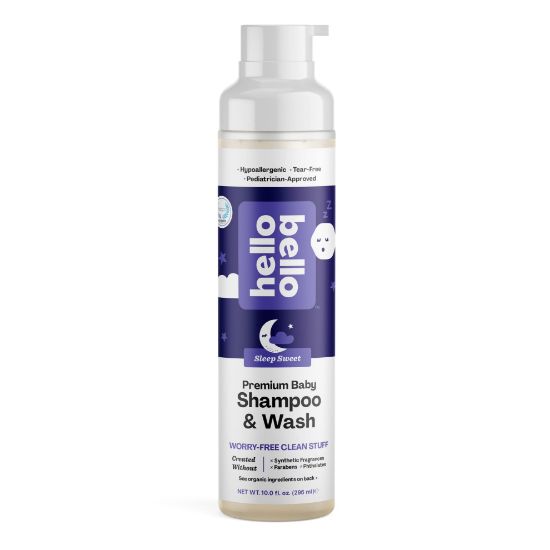 Picture of Hello Bello Nighttime Shampoo and Body Wash, Gentle Hypoallergenic Formula for Babies and Kids, Vegan and Cruelty-Free, Sweet Sleep Scented, 10 fl oz