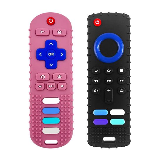Picture of 2-Pack Silicone Baby Teething Toys, Silicone Teethers for Babies, Remote Control Shape Teething Toys, Chew Toys for Boys and Girls Teether Early Educational Sensory Toy