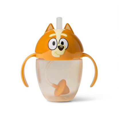 Picture of The First Years Bingo Weighted Straw Cup - Spill Proof Toddler Straw Cups with Flip Top Cover - Bluey Cups for Everyday Sipping - Toddler Feeding Supplies - 7 Ounce - Ages 6 Months and Up