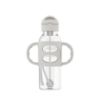 Picture of Dr. Brown's Milestones Narrow Sippy Straw Bottle, Spill-Proof with 100% Silicone Handles and Weighted Straw, 8 oz/250 mL, Gray, 6m+