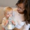 Picture of Dr. Brown's Milestones Narrow Sippy Straw Bottle, Spill-Proof with 100% Silicone Handles and Weighted Straw, 8 oz/250 mL, Gray, 6m+