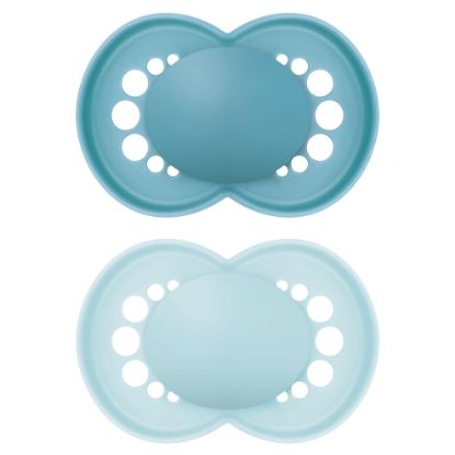 Picture of MAM Original Matte Baby Pacifiers, Binky for 6-16 Months, BPA-Free Silicone Nipple, Easy to Clean, Best for Breastfed Babies, Developed with Medical Experts, 2 Count Binkies with Sterilizer Case