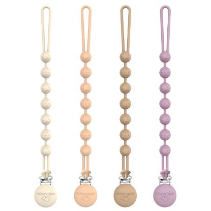 Picture of Cuddle Campus Silicone Pacifier Clip Holder with One Piece Design, Pack of 4 Soft Flexible Binky Clips with Texture for Baby Boy and Girl Set 3(6M+)