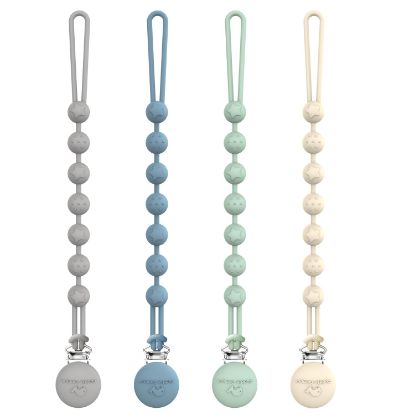 Picture of Cuddle Campus Silicone Pacifier Clip Holder with One Piece Design, Pack of 4 Soft Flexible Binky Clips with Texture for Baby Boy and Girl Set 2(6M+)