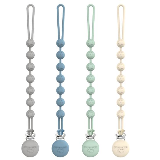 Picture of Cuddle Campus Silicone Pacifier Clip Holder with One Piece Design, Pack of 4 Soft Flexible Binky Clips with Texture for Baby Boy and Girl Set 2(6M+)