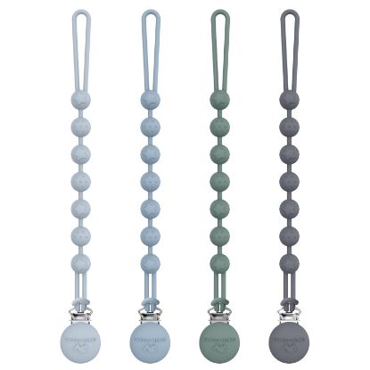 Picture of Cuddle Campus Silicone Pacifier Clip Holder with One Piece Design, Pack of 4 Soft Flexible Binky Clips with Texture for Baby Boy and Girl Set 4
