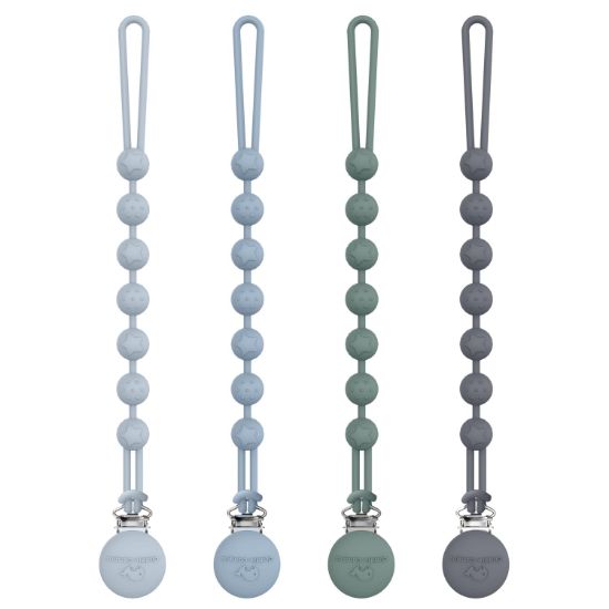 Picture of Cuddle Campus Silicone Pacifier Clip Holder with One Piece Design, Pack of 4 Soft Flexible Binky Clips with Texture for Baby Boy and Girl Set 4