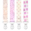 Picture of Baby Pacifier Clip Holder - Girl 4 Pack Gift Set - Modern Matiss Inspired Floral Flowers Pink Green Yellow