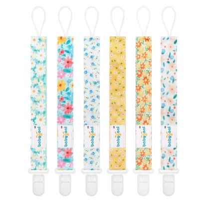 Picture of Babygoal Floral Pacifier Clips, 6 Pack Binky Paci Holder Clips and Leash for Boys and Girls Fits for Most Pacifier, Binkie Styles & Baby Teethers & Toys and Gift 6PS31
