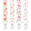 Picture of Baby Pacifier Clip Holder - Girl 4 Pack Gift Set - Vintage Rose Flowers Floral Pink, Coral, Green, Gray, Blush