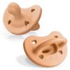 Picture of Chicco PhysioForma Luxe Silicone One Piece Pacifier for Babies Age 6-16m | Fashion Textured Shield | BPA & Latex Free | Reusable Sterilizing Case | Cantaloupe, 2pk