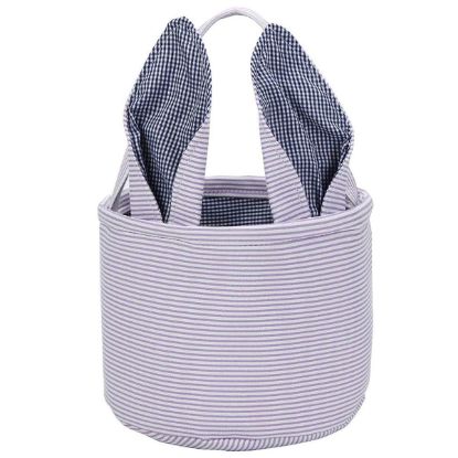 Picture of Leziazany Easter Basket Seersucker Egg Hunt Bunny Baskets for Kids with Cute Rabbit Ears Stripe Storage Gifts Candies Personalized Easter Party Gifts.……