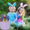 Picture of Leziazany Easter Basket Seersucker Egg Hunt Bunny Baskets for Kids with Cute Rabbit Ears Stripe Storage Gifts Candies Personalized Easter Party Gifts.……