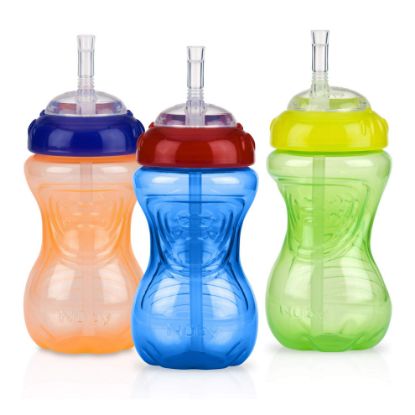 Picture of Nuby No-Spill Sippy Cup with Flex Straw - (3-Pack) 10-Ounce Bottles - Sippy Cups for Toddlers 12+ Months - Neutral Color Training Cups for Toddlers