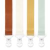 Picture of Baby Pacifier Clip Holder - Girl or Boy Unisex 4 Pack Gift Set - Boho Modern Neutral Brown Yellow White Sage Green Solid Colors (Hayden)