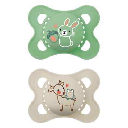 Picture of MAM Original Matte Baby Pacifiers, Binky for 0-6 Months, BPA-Free Silicone Nipple, Easy to Clean, Best for Newborn Babies, Developed with Medical Experts, 2 Count Binkies with Sterilizer Case