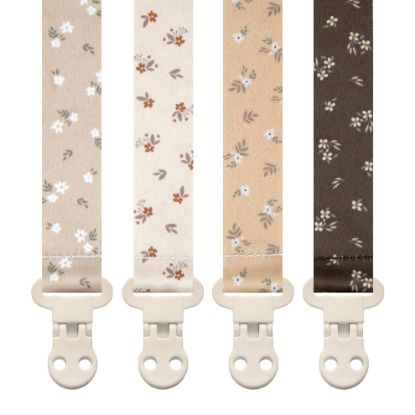Picture of Stadela Baby Pacifier Clip Holder - Girl or Boy Unisex 4 Pack Gift Set - Boho Modern Neutral Flowers Floral (Allysa)