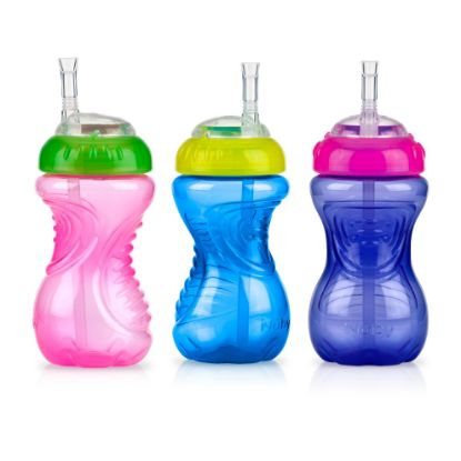 Picture of Nuby No-Spill Soft Straw Easy Grip Sippy Cup for Girls - (3-Pack) 10 Oz - 12+ Months