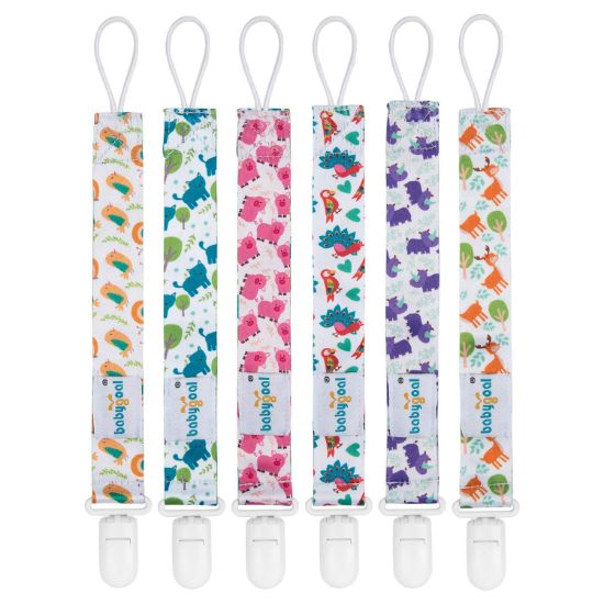 Picture of Babygoal Animal Pacifier Clips, 6 Pack Binky Paci Holder and Leash for Boys and Girls Fits for Most Pacifier, Binkie Styles & Baby Teethers & Toys and Gift 6PB04