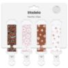 Picture of Baby Pacifier Clip Holder - Girl 4 Pack Gift Set - Boho Modern Neutral Flowers Floral (Daisy)