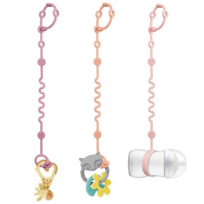 Picture of LittleHugs Toy Straps for Baby, 3pcs Adjustable Toy Holder for Stroller Accessories, Silicone Baby Tether Pacifier Clip, No Throw Baby Travel Essential Leash for High Chair, Car Seat