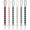 Picture of 6-Pack Silicone Pacifier Clips for Babies, Safe Teething Beads, Rust-Free Holders, Baby Boy and Girl Essentials, Newborn Must-Have Accessories, BPA-Free