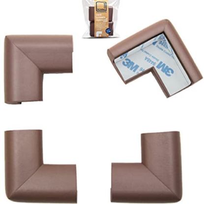 Picture of Roving Cove HeftyFit Corner Protector for Baby (4 Large Corners), Heavy-Duty Soft Rubber Foam Furniture Corner Bumper Guards, 3M Adhesive Pre-Taped, Coffee Brown