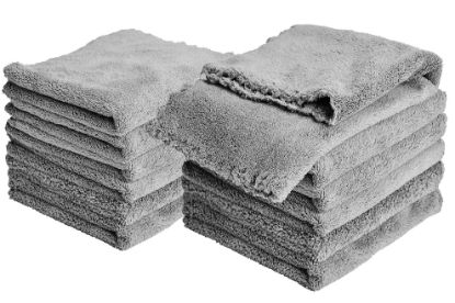 Picture of Kyapoo Baby Washcloths 12 Pack 12x12 Inches Microfiber Coral Fleece Extra Absorbent and Soft for Newborns, Infants and Toddlers-Grey