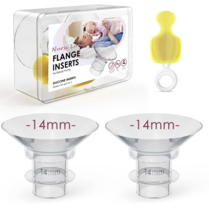 Picture of Nursi Luna Flange Inserts 14mm for 24mm Flanges/Shield of Most Pumps, Flange Sizing Kit Silicone Flanges Insert, Reduce 24mm Nipple Tunnel Down to 13mm, Breastfeeding Essentials Kit for New Moms