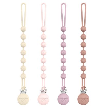 Picture of Cuddle Campus Silicone Pacifier Clip Holder with One Piece Design, Pack of 4 Soft Flexible Binky Clips with Texture for Baby Boy and Girl Set 5(6M+)