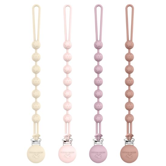 Picture of Cuddle Campus Silicone Pacifier Clip Holder with One Piece Design, Pack of 4 Soft Flexible Binky Clips with Texture for Baby Boy and Girl Set 5(6M+)