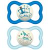 Picture of MAM Air Night Pacifiers (2 Pack, 1 Sterilizing Pacifier Case), MAM Sensitive Skin Pacifier 6+ Months for Baby Boy, Glow in The Dark Pacifier, Baby Pacifiers, Designs May Vary