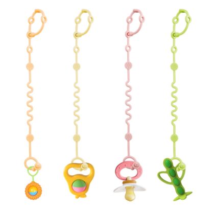 Picture of LittleHugs Toy Straps for Baby, Adjustable Toy Holder for Stroller Accessories, Silicone Baby Tether Pacifier Clip, No Throw Baby Travel Essential Leash for High Chair, Car Seat (4 Pack Macaron)