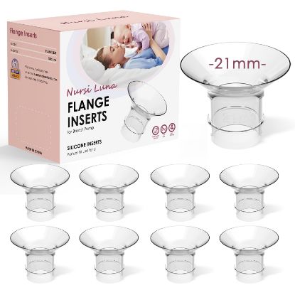 Picture of Nursi Luna Flange Inserts 8PCS 21mm for 24mm Flange/Shield of Most Pumps, Flange Sizing Kit Silicone Flange Insert, Breastfeeding Essentials Kit for New Moms