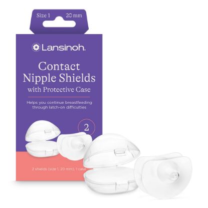 Picture of Lansinoh Contact Nipple Shields for Breastfeeding, 2 Nipple Shields (20mm) and Case