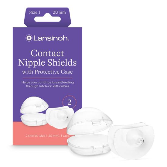 Picture of Lansinoh Contact Nipple Shields for Breastfeeding, 2 Nipple Shields (20mm) and Case
