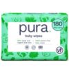 Picture of Pura Natural Sensitive Baby Wipes, 99% Water, Unscented & Hypoallergenic, Suitable for Sensitive & Eczema-prone Skin, Fragrance Free & Hypoallergenic, EWG Verified, 3 x 60 per pack (180 Wipes)